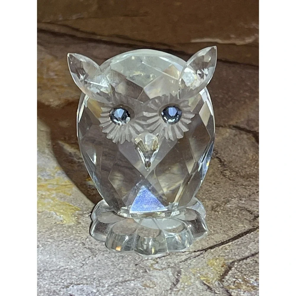 Sklarny Bydzov Crystal Glass Owl Figurine Crystal from Bohemia Handmade